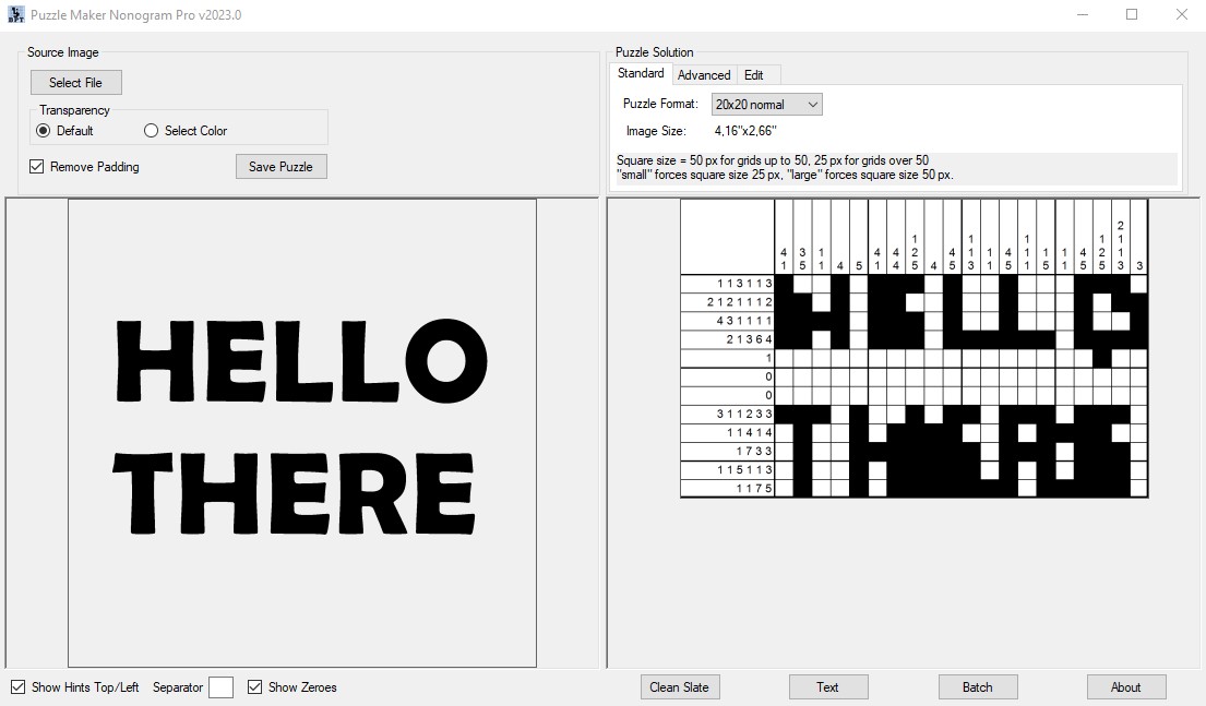 How to create letter or word nonograms with Puzzle Maker Nonogram